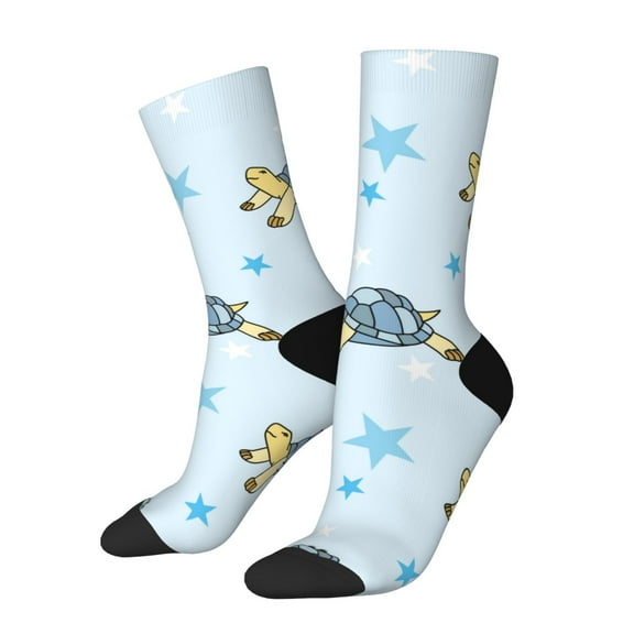 Hirioo Cartoon Turtle Pattern Adult Middle Tube Socks Breathable Sock Non-Pilling,Contrasting Color Design