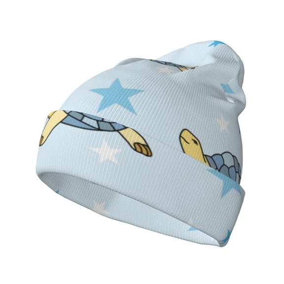 Hirioo Cartoon Turtle for Men's Knit Cuffed Beanie for Outdoor Activities Unisex