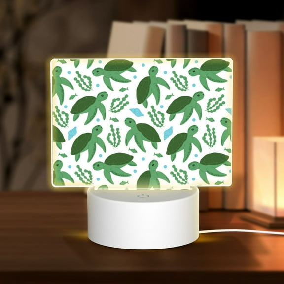 Hirioo Cartoon Turtle for Rectangular Acrylic with Night Light Best Gifts for Lover Girl Mom, Valentine's Day Anniversary Birthday Wedding Present
