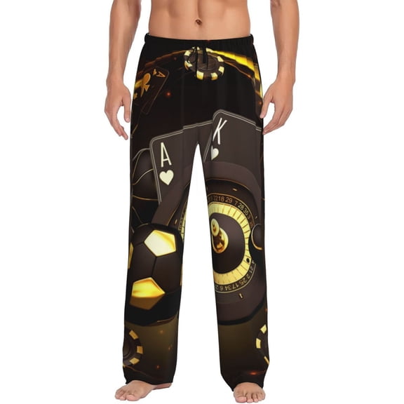 Hirioo Casino Card Soccer for Women's PJ Pajama Pants Sleep Pants Women's Home Trousers with Pockets,S-3XL-3X-Large