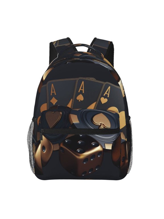 Casino Cards Poker Print Laptop Backpack Lightweight Casual Travel Daypack for College Workplace Travel
