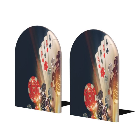 Hirioo Casino Poker Chips for Bookends Decorative Bookends for Shelves for Home or Office, Non-Slip Base