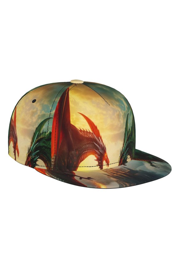 Castle Red Green Sky Dragon for Baseball Cap Men Cap Flat Brim for Men Women Teens Adjustable Baseball Cap