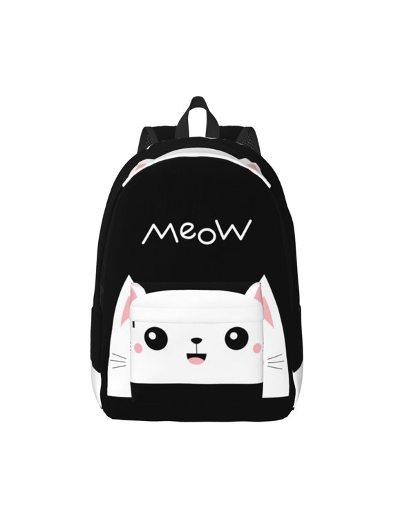Cat Meow Canvas Backpack, Durable Travel Backpack with Multiple Compartments,Large Capacity, Backpack for School, Hiking, Work