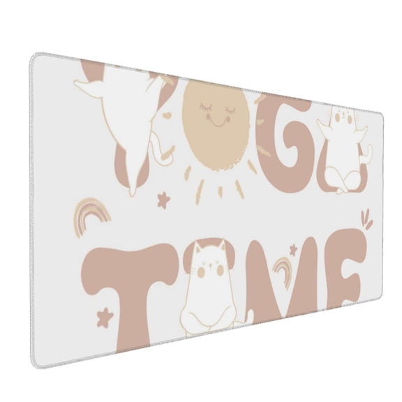 Hirioo Cat Yoga Time for Mouse Pad ,Anti-Slip Base, Durable Stitched Edges, Perfect for Gaming, Office, and Home Use,16x35.5in