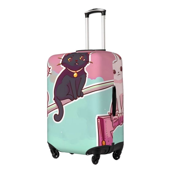 Hirioo Cats On Broomstick for Elasticity Suitcase Cover (No luggage Included) Durable Luggage Protector Fits 18-32 Inch Luggage-Medium