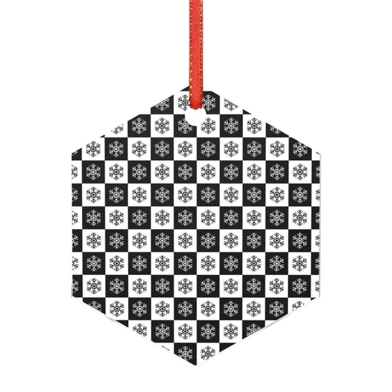 Hirioo Checkerboard With Snowflake 1 for Acrylic Christmas Pendant Hanging Christmas Tree Ornaments, Car, Home, Office Gift Decor-Hexagon