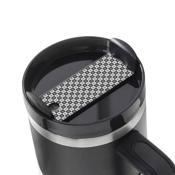 Hirioo Checkerboard With Snowflake 1 for Stanley Cup Lid Nameplate Personalized Acrylic Nameplate Tumbler Lid Topper(30oz , 40oz)