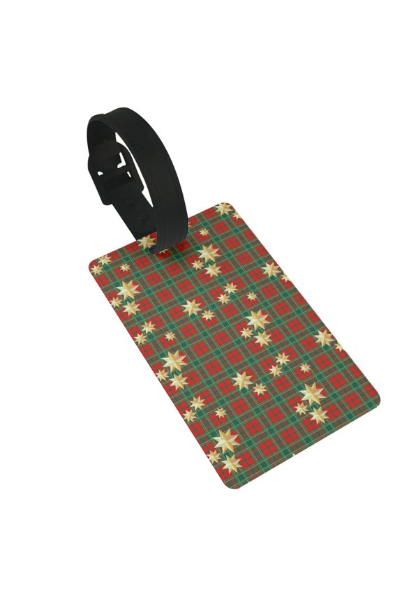 Checkered With Golden Stars for Luggage ID Tag with Adjustable Strap Travel Baggage Bag Tags Suitcase Identify Labels for Women Men