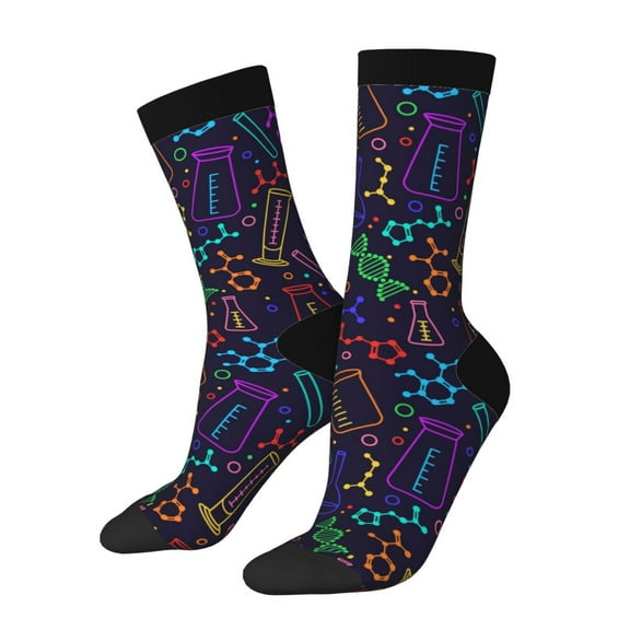 Hirioo Chemistry Science Pattern Adult Middle Tube Socks Breathable Sock Non-Pilling,Contrasting Color Design