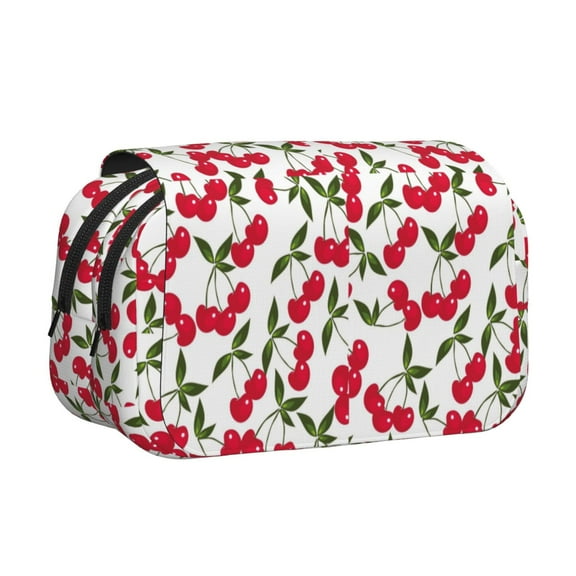 Hirioo Cherry_1 for Large Grid Mesh Pencil Case with Zipper Stationery Organizer Case