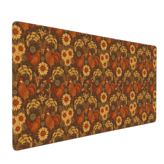 Hirioo Chicken And Rooster for Mouse Pad ,Anti-Slip Base, Durable Stitched Edges, Perfect for Gaming, Office, and Home Use,16x35.5in