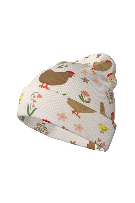 Chicken Family for Men's Knit Cuffed Beanie for Outdoor Activities Unisex