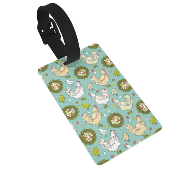 Hirioo Chicken Laying Eggs for Luggage ID Tag with Adjustable Strap Travel Baggage Bag Tags Suitcase Identify Labels for Women Men
