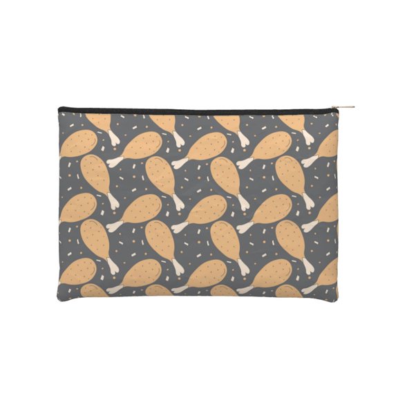 Hirioo Chicken Legs for Paper Reusable Cosmetic Bag Zipper Encouragement Travel Pouch Toiletry Bag for Women Girls