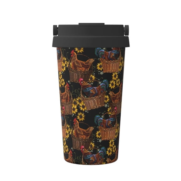 Hirioo Chicken Rooster for Coffee Travel Mug Insulated Coffee Mug with Lid