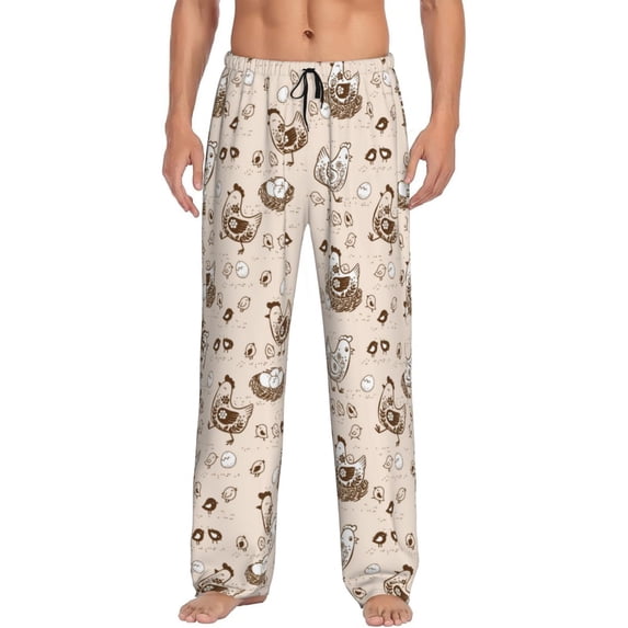 Hirioo Chicken With Floral for Men's PJ Pajama Pants Sleep Pants Men's Home Trousers with Pockets,S-3XL-3X-Large