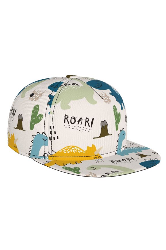 Childish Dinosaur for Baseball Cap Men Cap Flat Brim for Men Women Teens Adjustable Baseball Cap