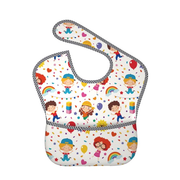 Hirioo Childrens Party for Baby Waterproof Pocket Bib Adjustable Closed for Babies Toddlers with Large Pocket 6-24Months