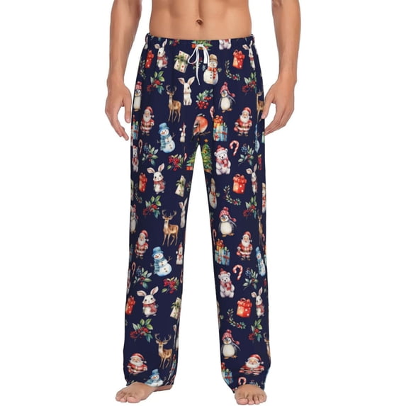 Hirioo Christmas Critters Delight for Men's PJ Pajama Pants Sleep Pants Men's Home Trousers with Pockets,S-3XL-3X-Large