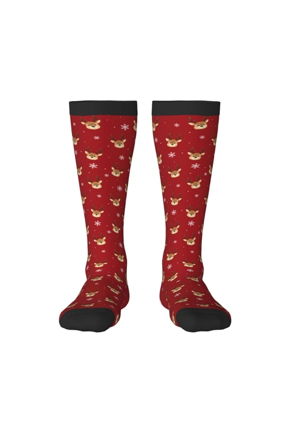 Christmas Deer B for Adult Stockings Breathable Sock Non-Pilling,Contrasting Color Design
