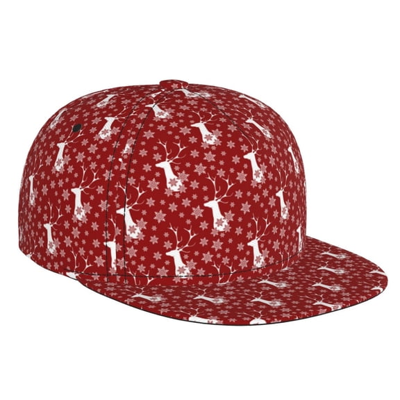 Hirioo Christmas Deer Head for Baseball Cap Men Cap Flat Brim for Men Women Teens Adjustable Baseball Cap