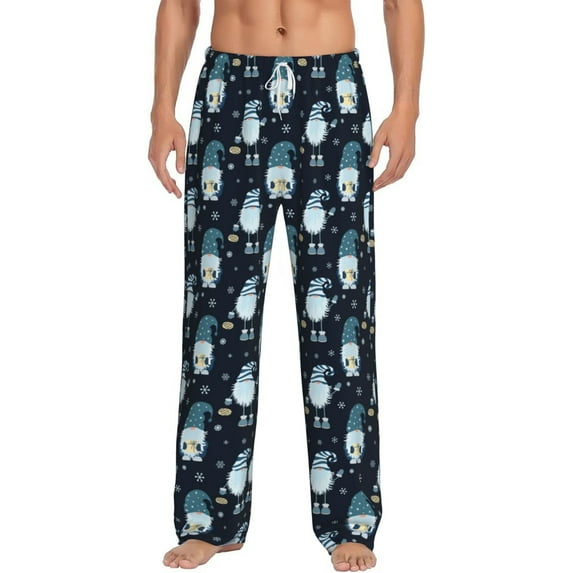 Hirioo Christmas Gnome blue for Men's PJ Pajama Pants Sleep Pants Men's Home Trousers with Pockets,S-3XL-3X-Large
