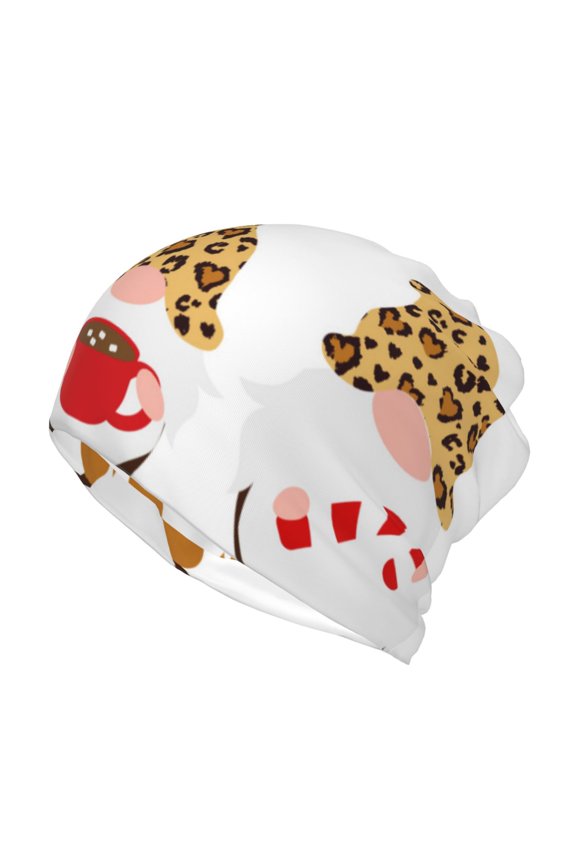 Christmas Gnomes In Leopard for Multifunction Beanie Hat for Men and Women Unisex for Winter Sports, Outdoor Activities, and Daily Wear