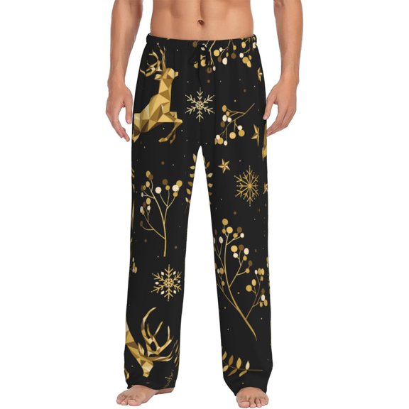 Hirioo Christmas Gold Deers1 for Women's PJ Pajama Pants Sleep Pants Women's Home Trousers with Pockets,S-3XL-XX-Large