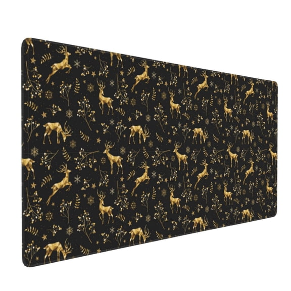 Hirioo Christmas Gold Deers1 for Mouse Pad ,Anti-Slip Base, Durable Stitched Edges, Perfect for Gaming, Office, and Home Use,16x35.5in
