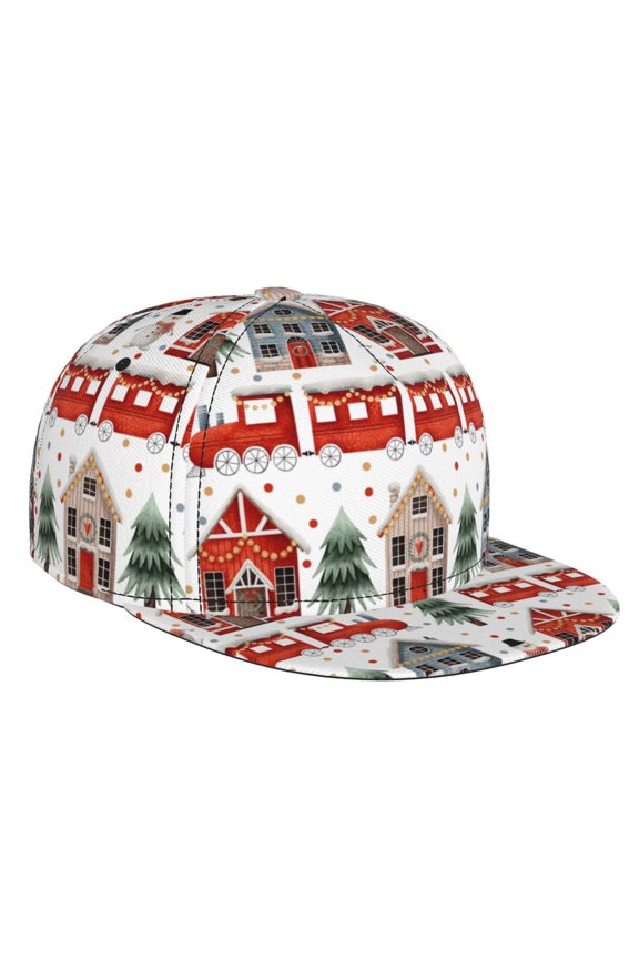Christmas Houses for Baseball Cap Men Cap Flat Brim for Men Women Teens Adjustable Baseball Cap