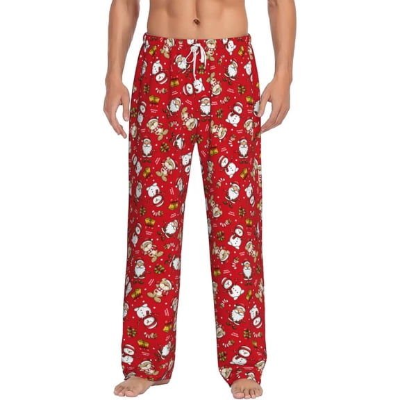 Hirioo Christmas Santa Cartoon Snowman A for Women's PJ Pajama Pants Sleep Pants Women's Home Trousers with Pockets,S-3XL-3X-Large