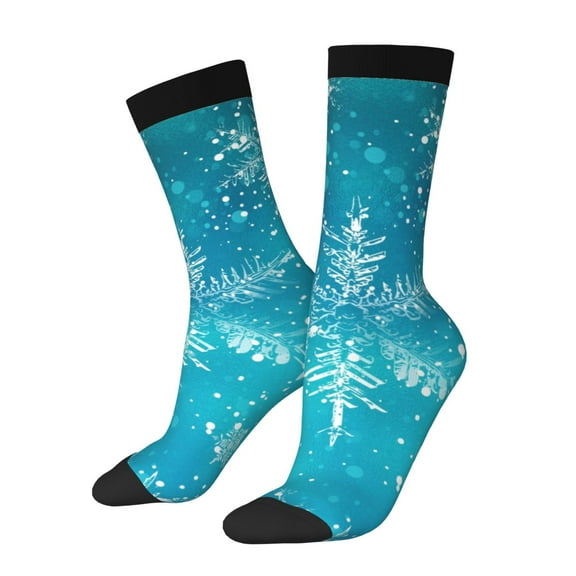 Hirioo Christmas Snow Pattern Adult Middle Tube Socks Breathable Sock Non-Pilling,Contrasting Color Design