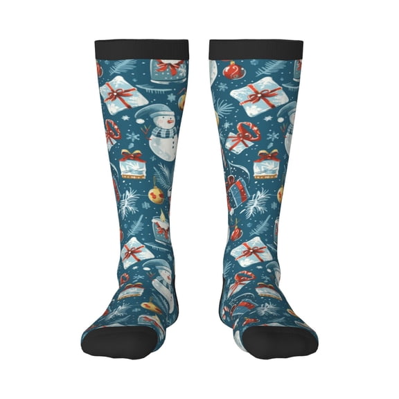 Hirioo Christmas Snowman Gift for Adult Stockings Breathable Sock Non-Pilling,Contrasting Color Design
