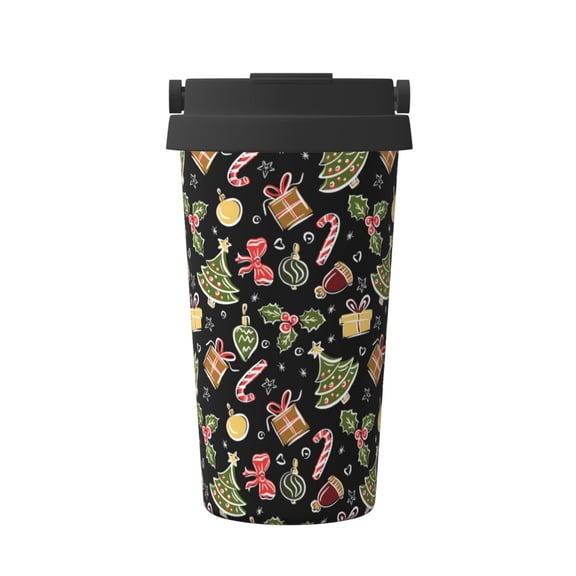 Hirioo Christmas Tree Decoration for Coffee Travel Mug Insulated Coffee Mug with Lid
