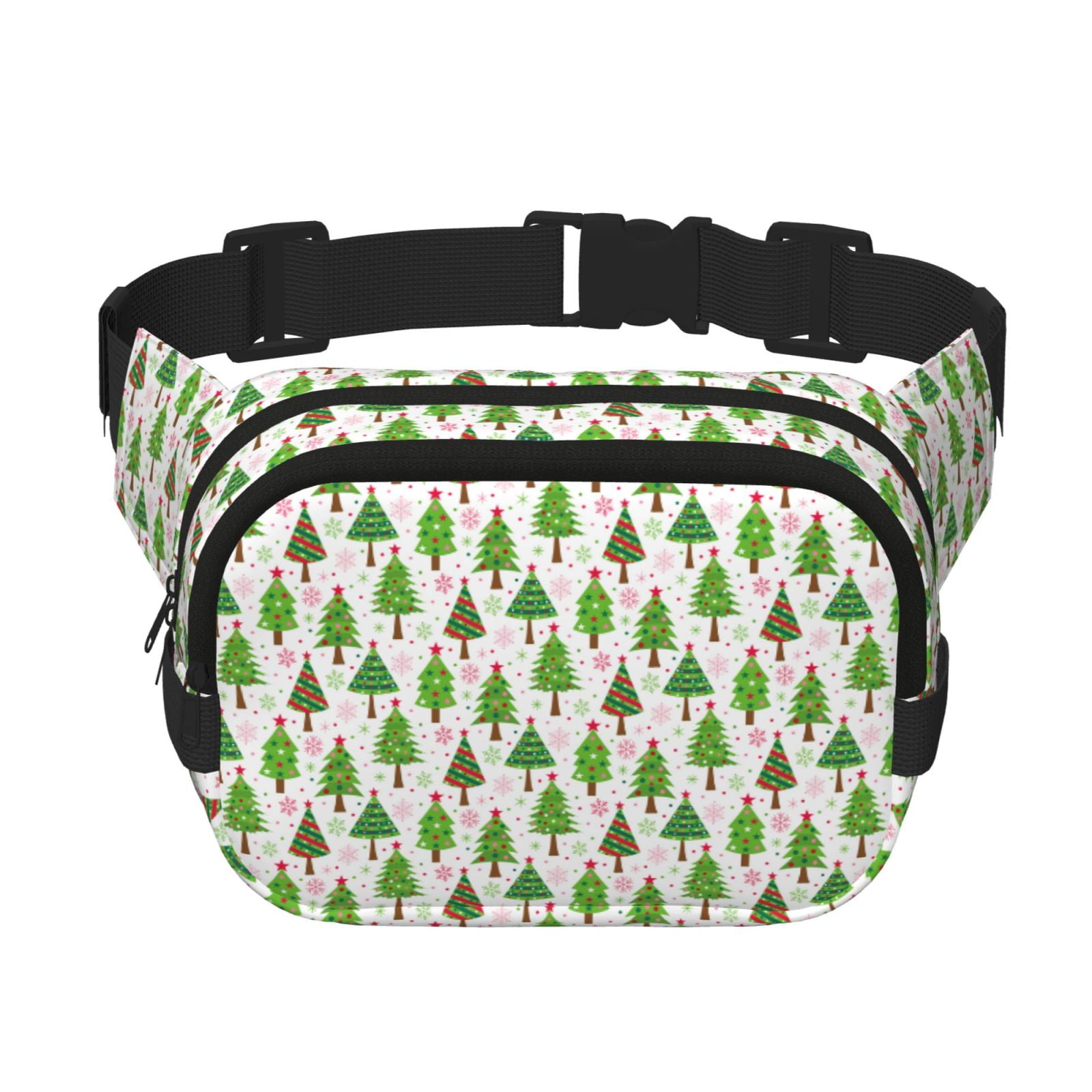 Hirioo Christmas Trees for Double Layer Waist Bag Adjustable Fanny Pack For Travel Running Hiking