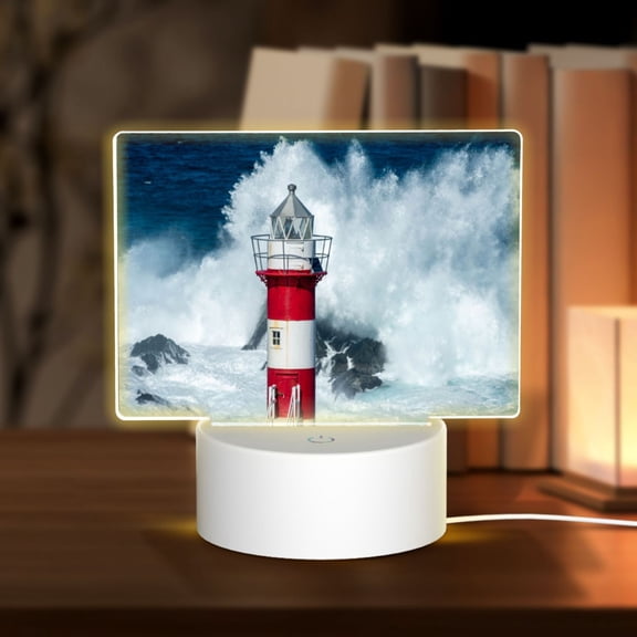 Hirioo Circular Lighthouse for Rectangular Acrylic with Night Light Best Gifts for Lover Girl Mom, Valentine's Day Anniversary Birthday Wedding Present