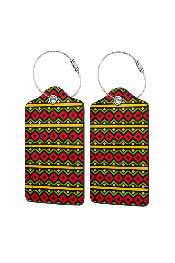 Classic Color Music Print Leather Luggage Tag with Stainless Steel Loop ,Privacy Flap and Address Card for Travel Bag Suitcase-4 PCS