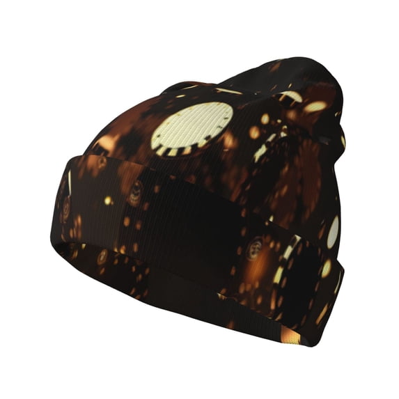 Hirioo Classical Golden Casino for Men's Knit Cuffed Beanie for Outdoor Activities Unisex