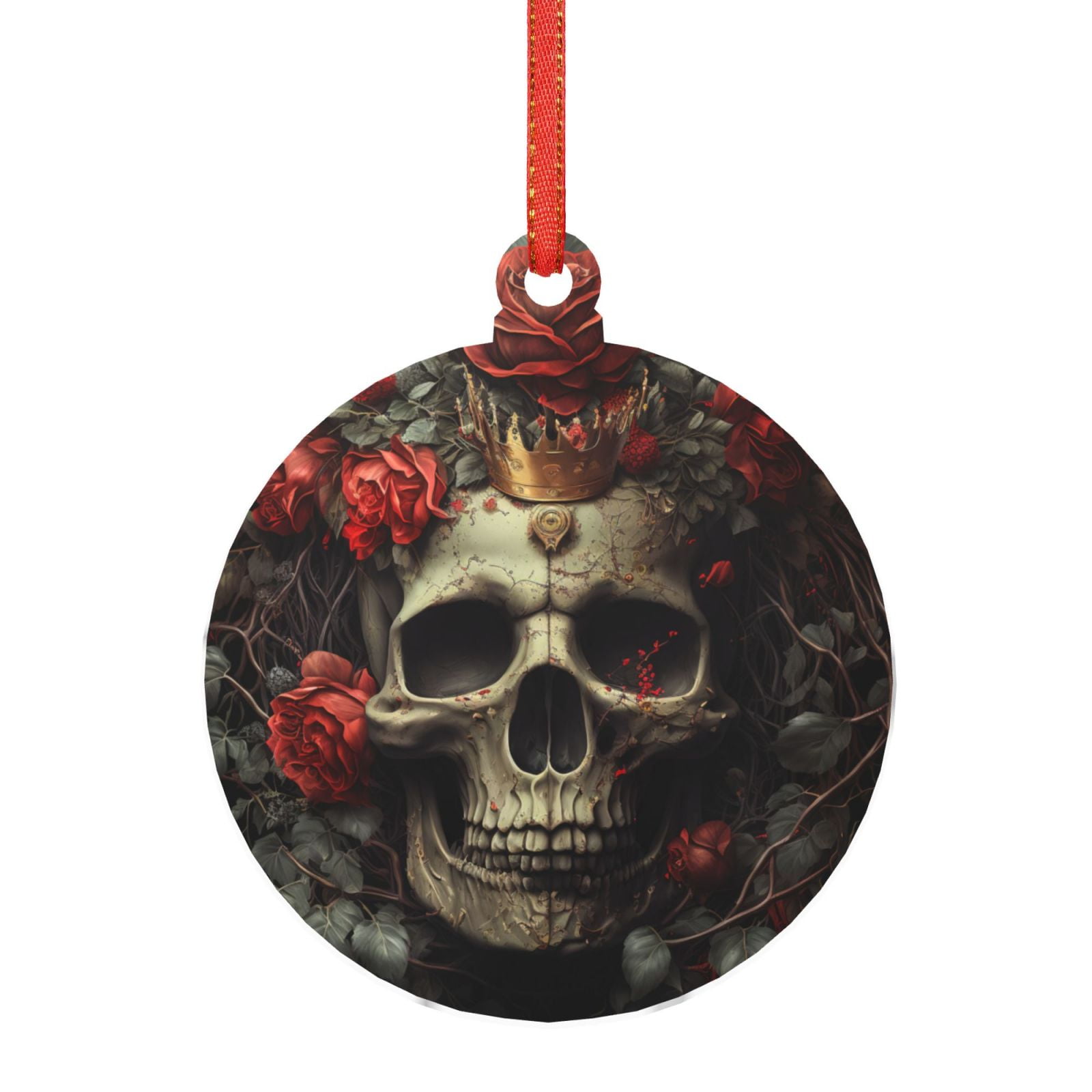 Hirioo Classical Rose Crown Skull for Acrylic Christmas Pendant Hanging ...