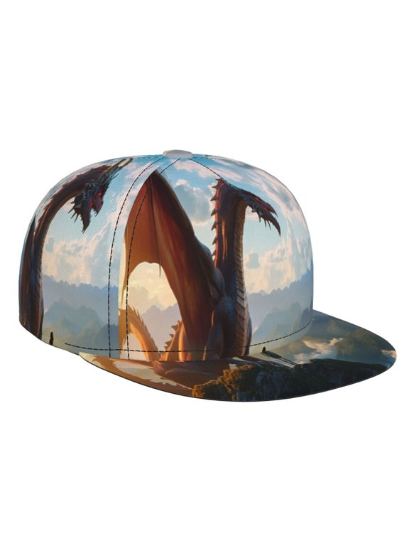 Clear Sky Mountain Red Dragon for Baseball Cap Men Cap Flat Brim for Men Women Teens Adjustable Baseball Cap