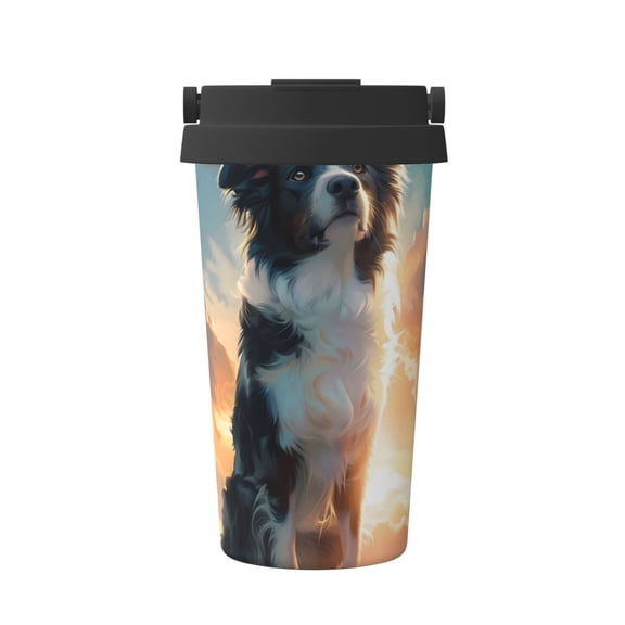 Hirioo Cloud Border Collie for Coffee Travel Mug Insulated Coffee Mug with Lid