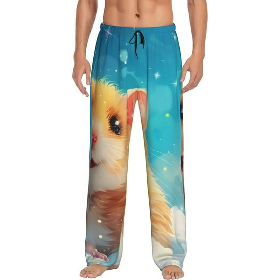 Hirioo Cloud Cute Hamster for Men's PJ Pajama Pants Sleep Pants Men's Home Trousers with Pockets,S-3XL-X-Large