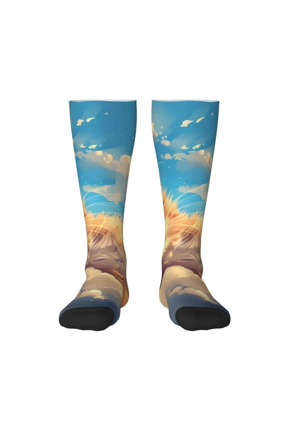 Cloud Sleeping Cat for Adult Stockings Breathable Sock Non-Pilling,Contrasting Color Design