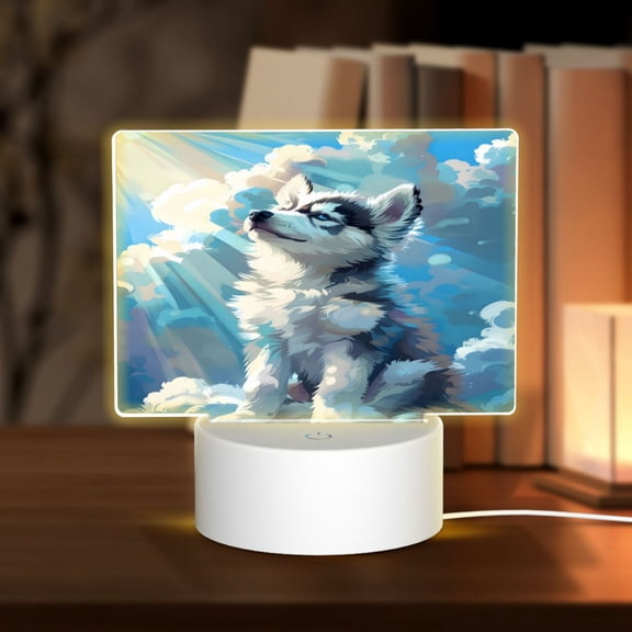 Hirioo Cloud Sunshine Puppy for Rectangular Acrylic with Night Light Best Gifts for Lover Girl Mom, Valentine's Day Anniversary Birthday Wedding Present