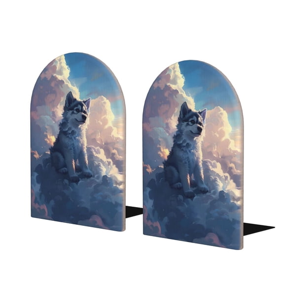 Hirioo Cloud Wolf for Bookends Decorative Bookends for Shelves for Home or Office, Non-Slip Base