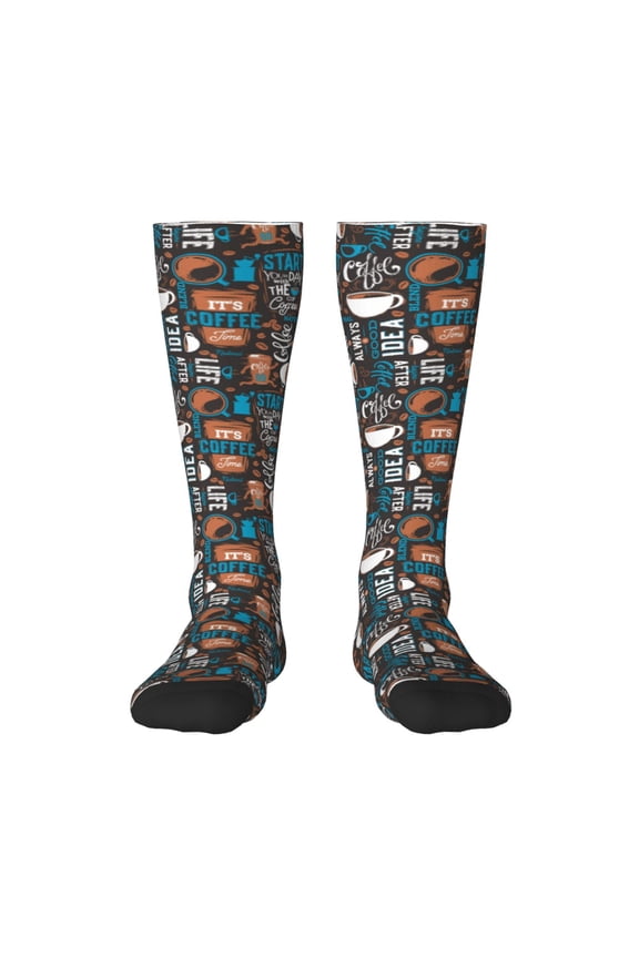 Coffee Lover Print for Adult Stockings Breathable Sock Non-Pilling,Contrasting Color Design