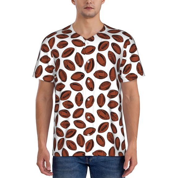 Hirioo Coffee Rugby for Men's Baseball T-shirt Shirts Short Sleeve Casual Summer Button Stretch T Shirts,Size S-4XL-XX-Large