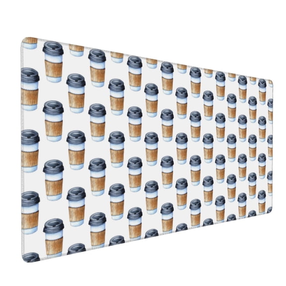 Hirioo Coffee To Go Pattern for Mouse Pad ,Anti-Slip Base, Durable Stitched Edges, Perfect for Gaming, Office, and Home Use,16x35.5in