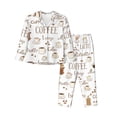 thumbnail image 1 of Hirioo Coffee for Women's Pajama Sets 2 Piece Pjs Women's Long-Sleeved Pajama Set Button Down Sleepwear,S-XXL-Medium, 1 of 7